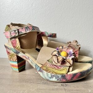 Spring Step L'Artiste Womens Leilanie Leather‎ Floral Sandals EU 42 US 10.5-11